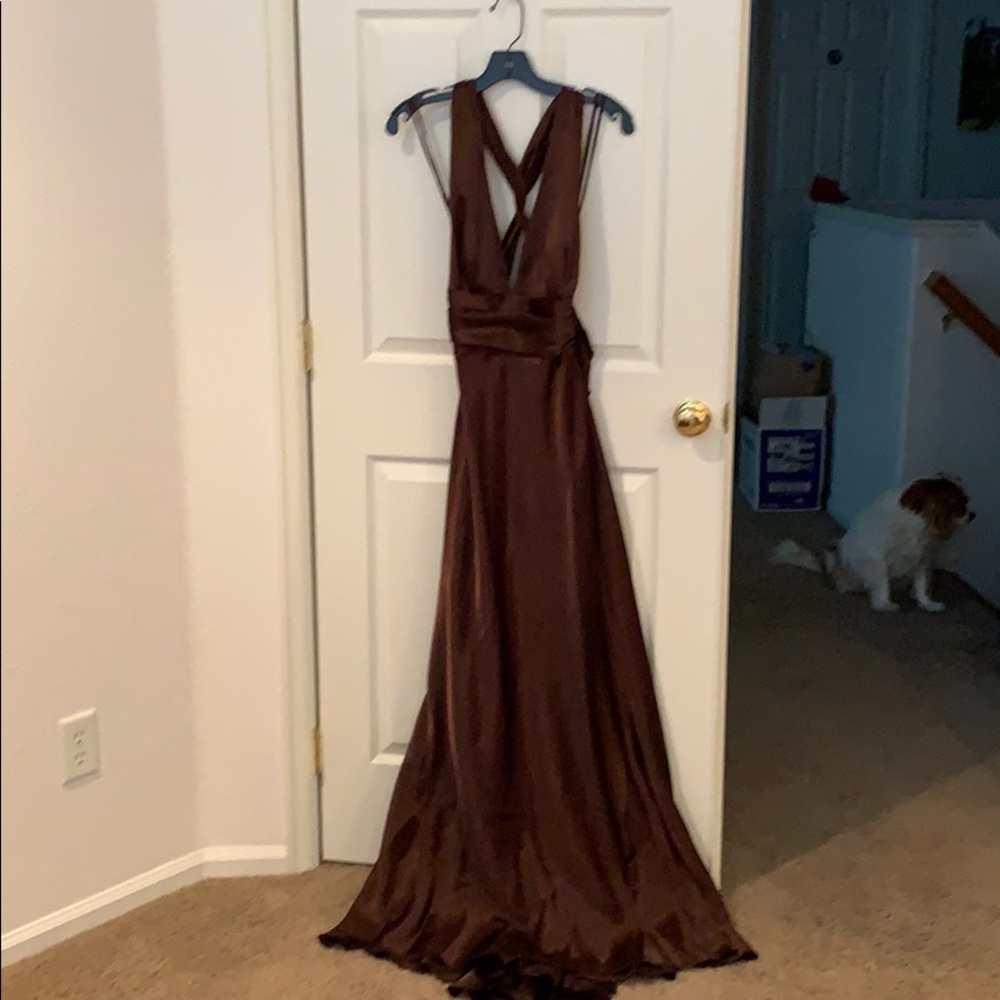 Full length brown formal dress